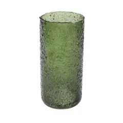 Hello Honey&reg; 9" Green Seeded Glass Hurricane Vase