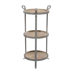 28" Gray Iron Industrial Accent Table