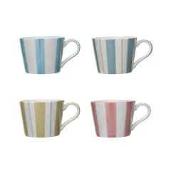 Hello Honey&reg; 12oz. Multicolor Stripes Hand-Painted Stoneware Mug Set