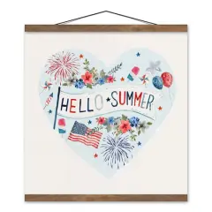 Hello Summer Icons Teak Hanging Canvas