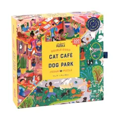 Cat Cafe & Dog Park Double-Sided Jigsaw Puzzle: 500 Pcs