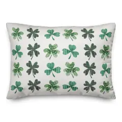 Shamrock Pattern Watercolor Pillow 14" x 20" Throw Pillow