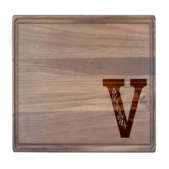 Floral Monogram Walnut Cutting Board V