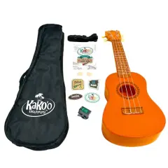 Salus KaKo'o 21" Sunrise Orange Professional Wooden Ukulele Set