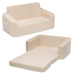 Delta Children Cozee Flip Out Sherpa 2 in 1 Convertible Sofa to Lounger for Kids Cream