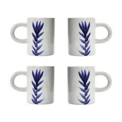 Hello Honey&reg; 12oz. Antique Blue and White Reactive Glaze Mug Set with Flower Design