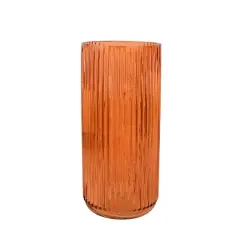 10" Tall Ribbed Glass Vase by Ashland&reg; Orange