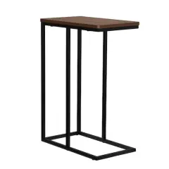 Household Essentials 25" Jamestown C-Shaped End Table Mid Century Walnut