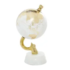 10" Gold Stoneware Coastal Globe