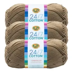 3 Pack Lion Brand&reg; 24/7 Cotton&reg; Yarn Taupe