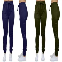 Galaxy By Harvic Loose Fit Stretch Twill Women's Joggers 2 Pack Olive/Navy