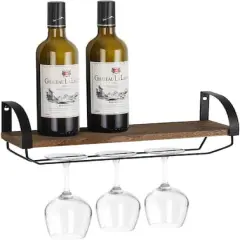 Wall Mounted Wood Wine Rack Brown
