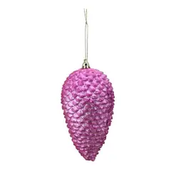 6ct. 6.5" Pink Shatterproof Glitter Pine Cone Christmas Ornaments