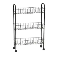 Household Essentials 30" Slim 3-Shelf Storage & Utility Cart Black