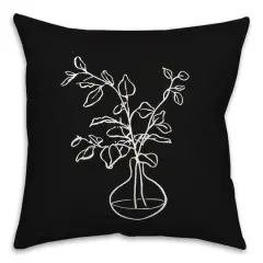 Black & White Line Floral Indoor/Outdoor Pillow