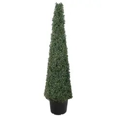 4ft. Unlit Artificial Two-Tone Boxwood Pyramid Topiary Tree with Round Pot
