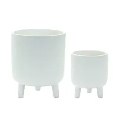 Decorative White Pot Set with Legs