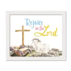 Rejoice In The Lord 20" x 16" White Framed Print Under Plexiglass