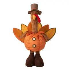 Glitzhome&reg; Lighted Fabric Turkey Standing D&eacute;cor with Telescoping Legs & Timer