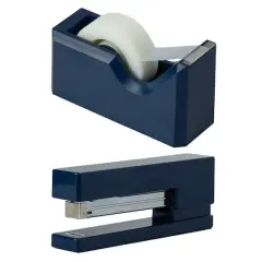 JAM Paper Stapler & Tape Dispenser Set Navy Blue