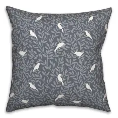 18" Birds On Leaves Indoor/Outdoor Pillow Slate