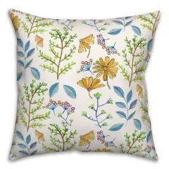 Summer Floral Print Throw Pillow White