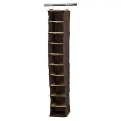 Household Essentials 10-Shelf Wide Hanging Shoe Organizer Brown