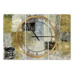 Designart Multicolor Twin City Traditional 3 Panel Wall Clock