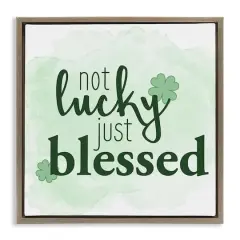 Stupell Industries Just Blessed Green Shamrocks Floater Framed Art Brown