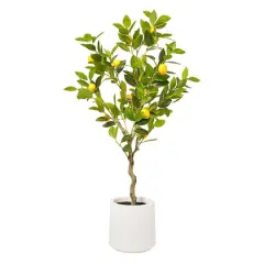 American Art Decor 5ft. Realistic Artificial Lemon Tree in White Pot