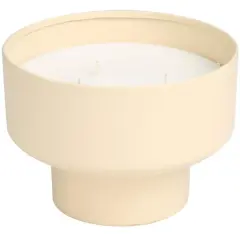 White Wax Sweet Bamboo Scented Candle with Elevated Matte Tan Container