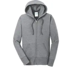 Port & Company&reg; Ladies Core Fleece Full-Zip Hooded Sweatshirt Athletic Heather