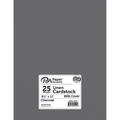 PA Paper&trade; Accents 8.5" x 11" 80lb. Linen Cardstock, 25 Sheets Charcoal