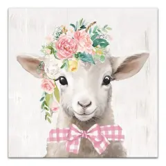 Floral Lamb Canvas Wall Art