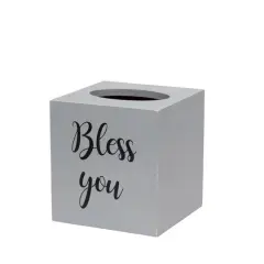 Elegant Designs Bless You Tissue Box Cover Gray Wash