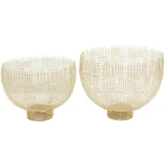 Gold Metal Cross Hatching Decorative Bowl Set