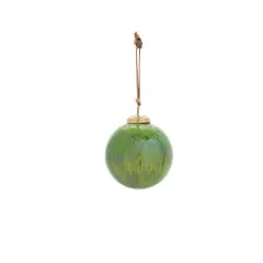 Hello Honey&reg; 4" Green Hand-Marbled Glass Ball Ornament with Leather Hanger