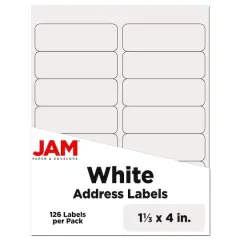 JAM Paper 1.3" x 4" Address Labels, 126ct. White