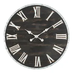 Glitzhome&reg; 27.5" Oversized Farmhouse Wooden & Galvanized Wall Clock