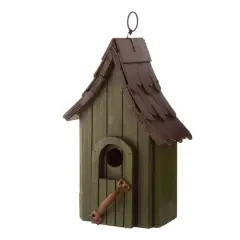 Glitzhome&reg; 11.61" Distressed Wooden Birdhouse