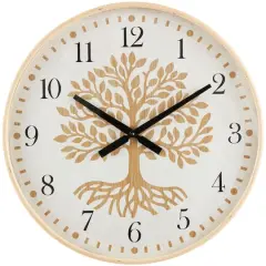 23.5" Natural Brown & Cream Tree Wall Clock