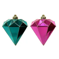 2 Pack 5.4" Pink & Teal Shatterproof Diamond Ornaments by Ashland&reg;