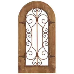 Brown Rustic Metal & Wood Arched Gate Wall D&eacute;cor