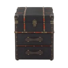 Blue Wood and Linen Traditional Accent Table, 22" x 18" x 18"