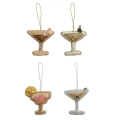 Hello Honey&reg; 4 Pack 4.75" Beaded Fabric Cocktail Ornaments