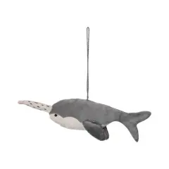Hello Honey&reg; 8" Gray Velvet Narwhal Ornament