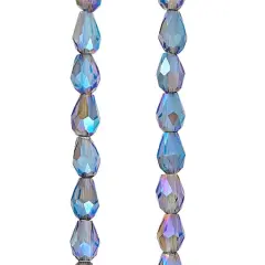 Blue Small Lustrous Teardrop Glass Beads, 6mm by Bead Landing&trade;