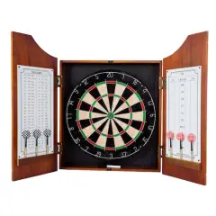 Toy Time Beveled Wood Pro Style Dart Cabinet Set