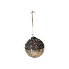 Hello Honey&reg; 5" Starry Bronze & Dipped Silver Mercury Glass Ball Ornament