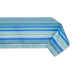 Blue Ocean Stripe Print Outdoor Tablecloth, 60" x 84"